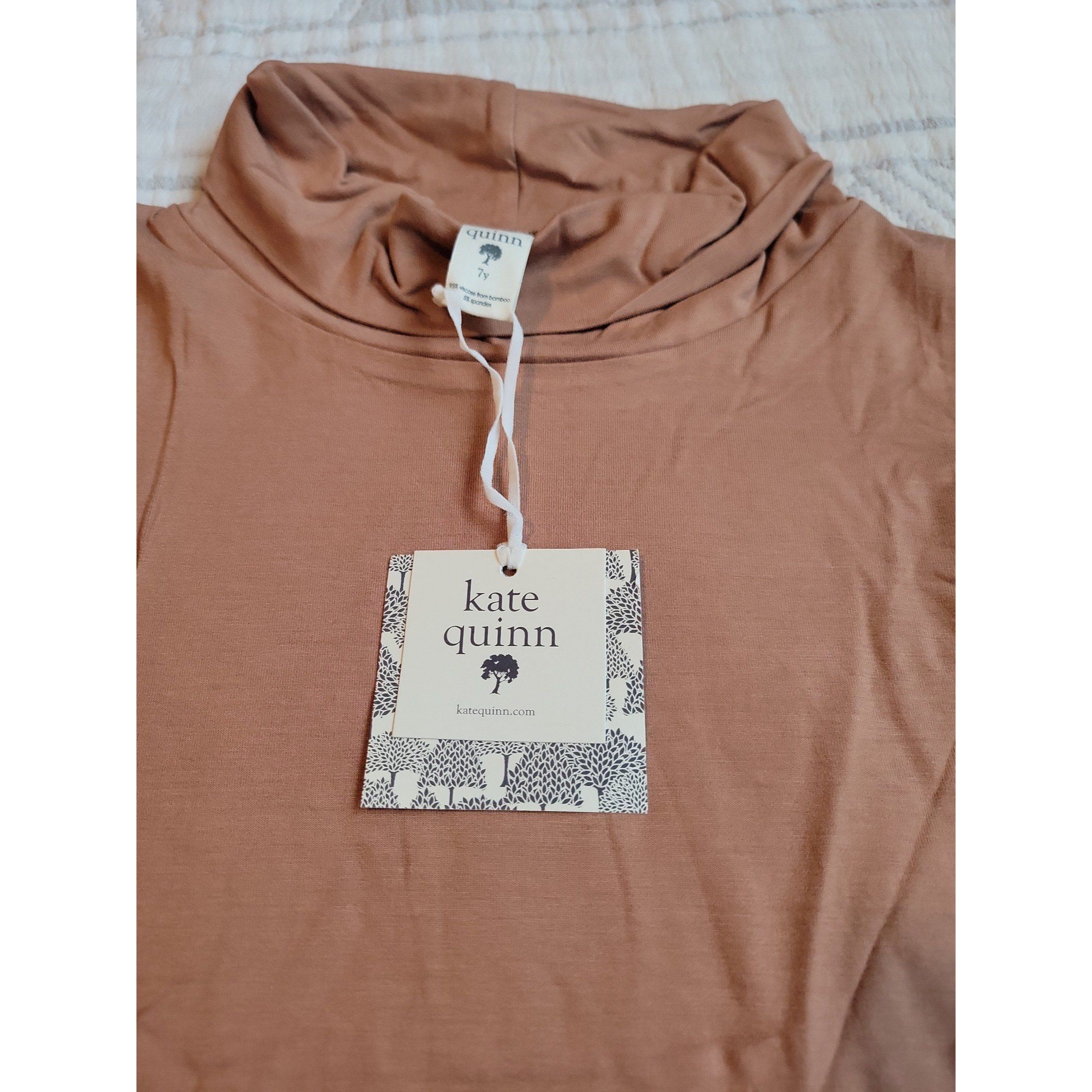 Kate Quinn Bamboo Cowl Neck Top Girls Size 7 Nwt Cinnamon Spice Long Sleeve — image 2 of 2